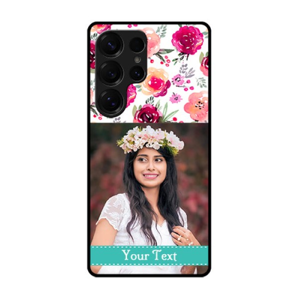 Galaxy S25 Ultra 5G Custom Glass Phone CaseWater Colors Floral Design Galaxy S25 Ultra 5G Custom Glass Phone CaseWater Colors Floral Design