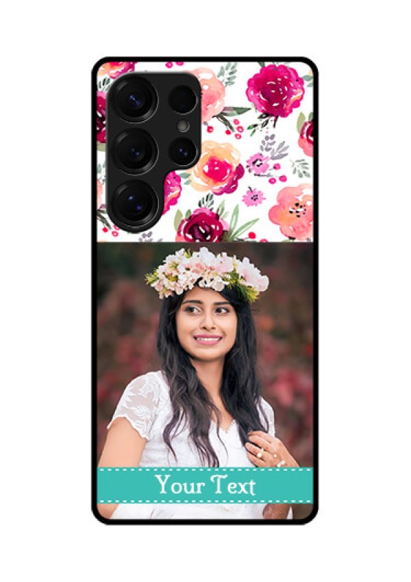 Galaxy S25 Ultra 5G Custom Glass Phone CaseWater Colors Floral Design