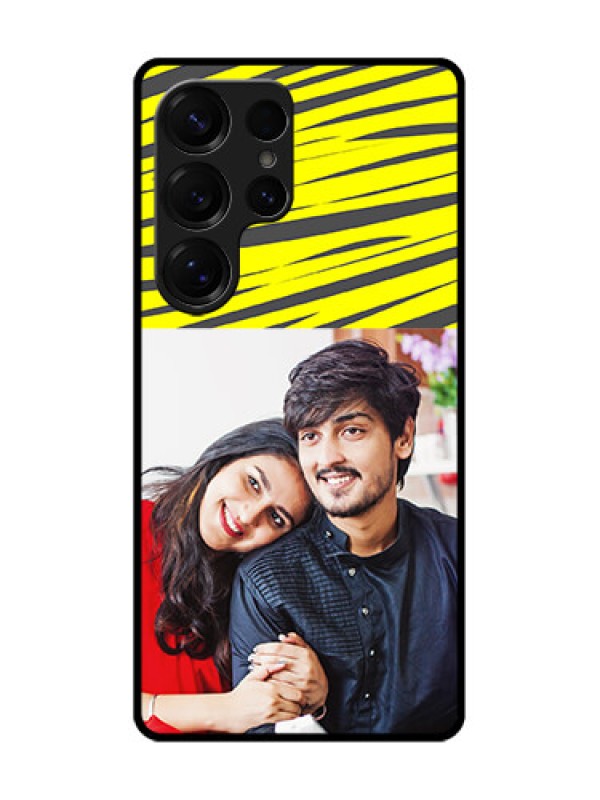 Custom Galaxy S25 Ultra 5G Custom Glass Phone CaseYellow Abstract Design