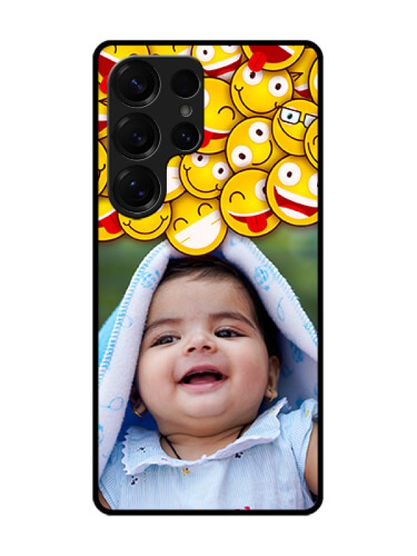 Custom Galaxy S25 Ultra 5G Custom Glass Phone CaseWith Smiley Emoji Design