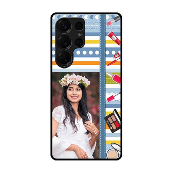 Galaxy S25 Ultra 5G Custom Glass Phone CaseMakeup Icons Design