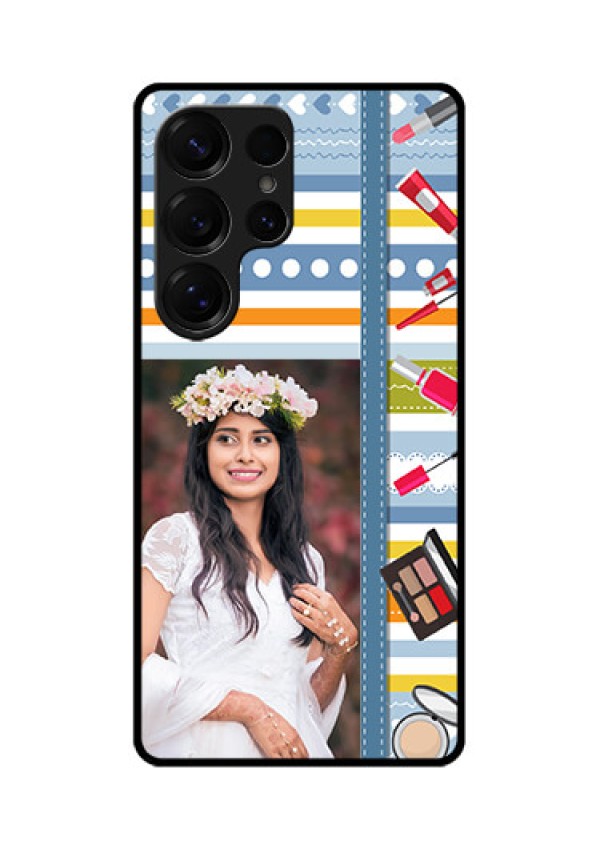 Galaxy S25 Ultra 5G Custom Glass Phone CaseMakeup Icons Design