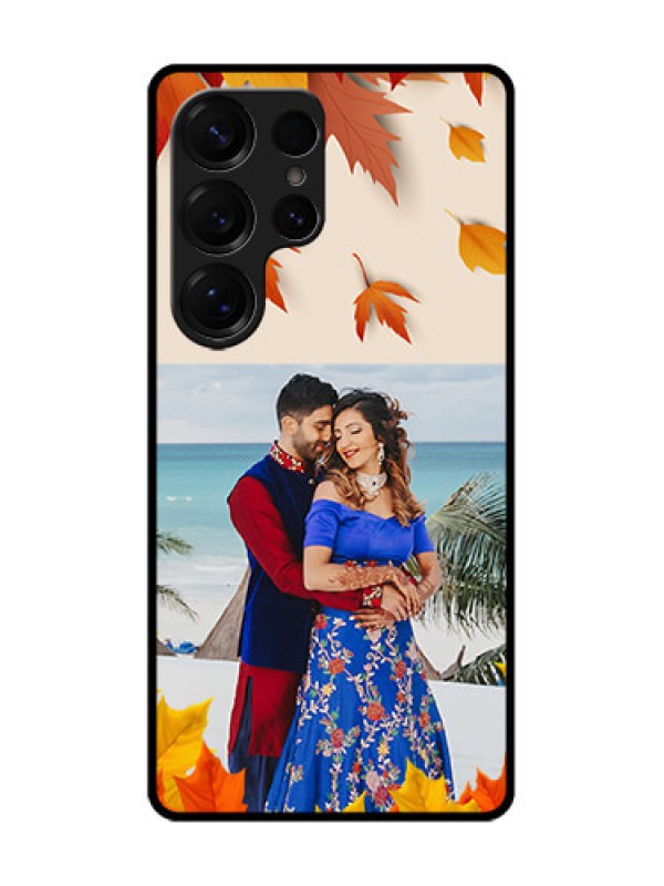 Custom Galaxy S25 Ultra 5G Custom Glass Phone CaseAutumn Maple Leaves Design