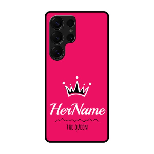 Galaxy S25 Ultra 5G Custom Glass Phone CaseQueen With Name Design Galaxy S25 Ultra 5G Custom Glass Phone CaseQueen With Name Design