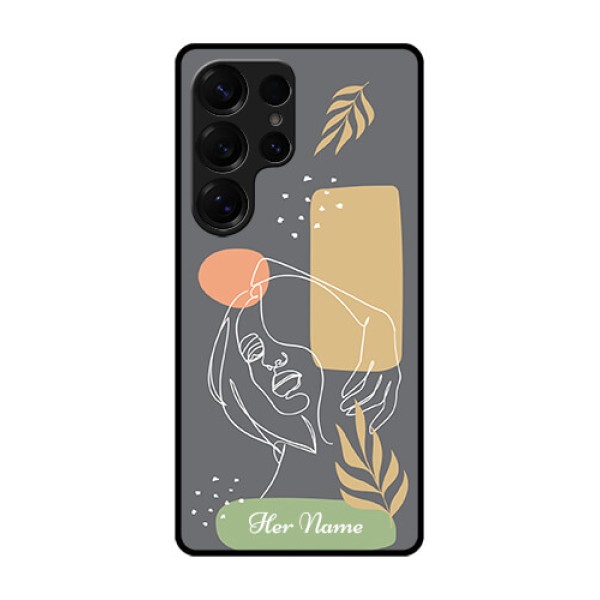 Galaxy S25 Ultra 5G Custom Glass Phone CaseGazing Woman Line Art Design Galaxy S25 Ultra 5G Custom Glass Phone CaseGazing Woman Line Art Design