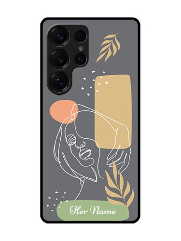 Custom Galaxy S25 Ultra 5G Custom Glass Phone CaseGazing Woman Line Art Design