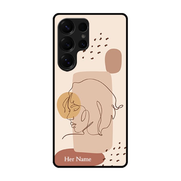 Galaxy S25 Ultra 5G Custom Glass Phone CaseCalm Woman Line Art Design Galaxy S25 Ultra 5G Custom Glass Phone CaseCalm Woman Line Art Design