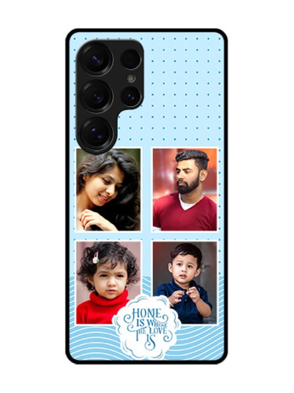 Custom Galaxy S25 Ultra 5G Custom Glass Phone CaseCute Love Quote With 4 Pic Upload Design