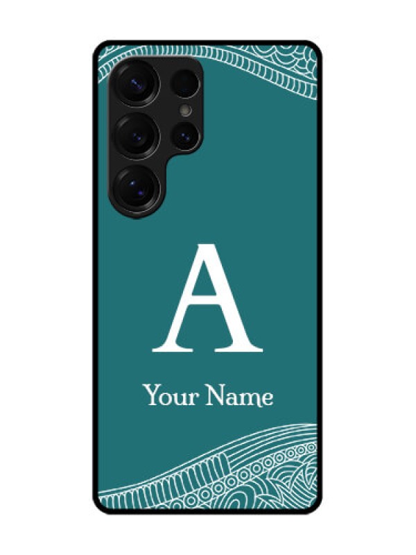 Custom Galaxy S25 Ultra 5G Custom Glass Phone CaseLine Art Pattern With Custom Name Design