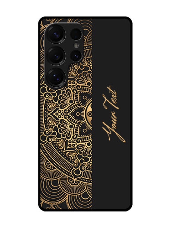 Custom Galaxy S25 Ultra 5G Custom Glass Phone CaseMandala Art With Custom Text Design