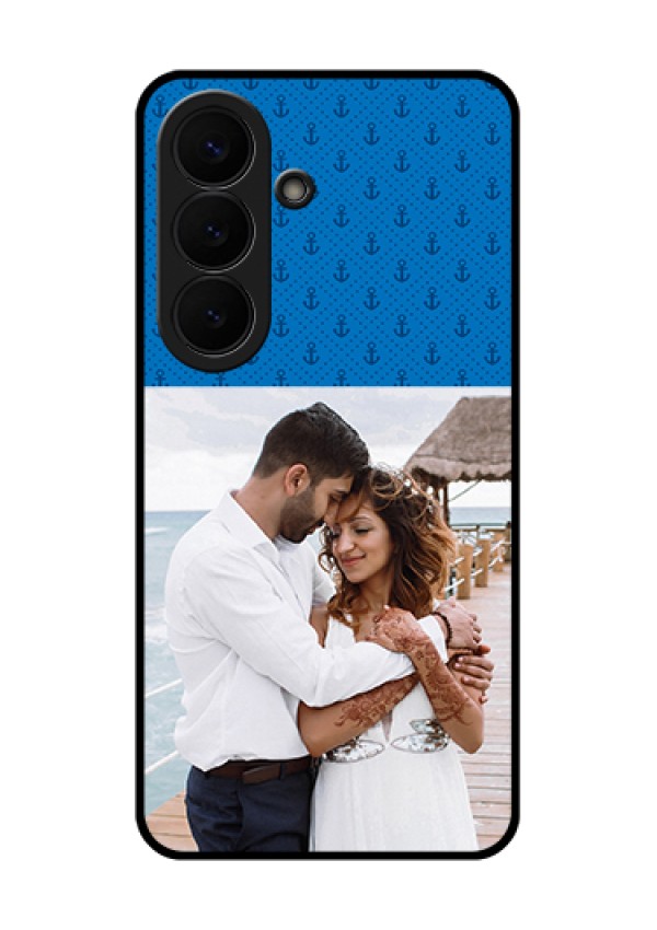 Samsung Galaxy S26 5G Custom Glass Phone Case - Blue Anchors Design