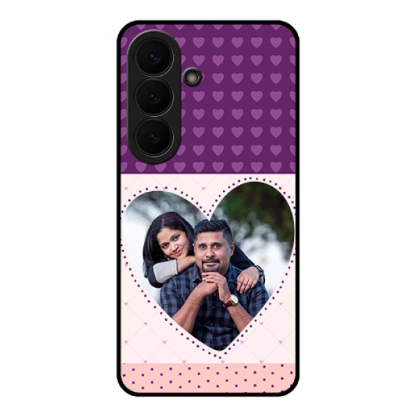 Samsung Galaxy S26 5G Custom Glass Phone Case - Violet Love Dots Design Samsung Galaxy S26 5G Custom Glass Phone Case - Violet Love Dots Design