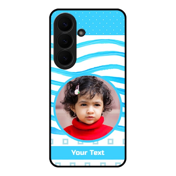 Samsung Galaxy S26 5G Custom Glass Phone Case - Simple Blue Case Design Samsung Galaxy S26 5G Custom Glass Phone Case - Simple Blue Case Design