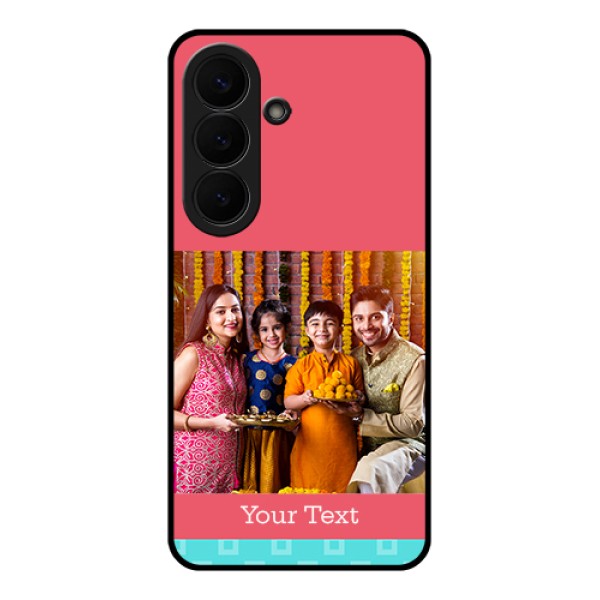 Samsung Galaxy S26 5G Custom Glass Phone Case - Peach & Blue Color Design Samsung Galaxy S26 5G Custom Glass Phone Case - Peach & Blue Color Design