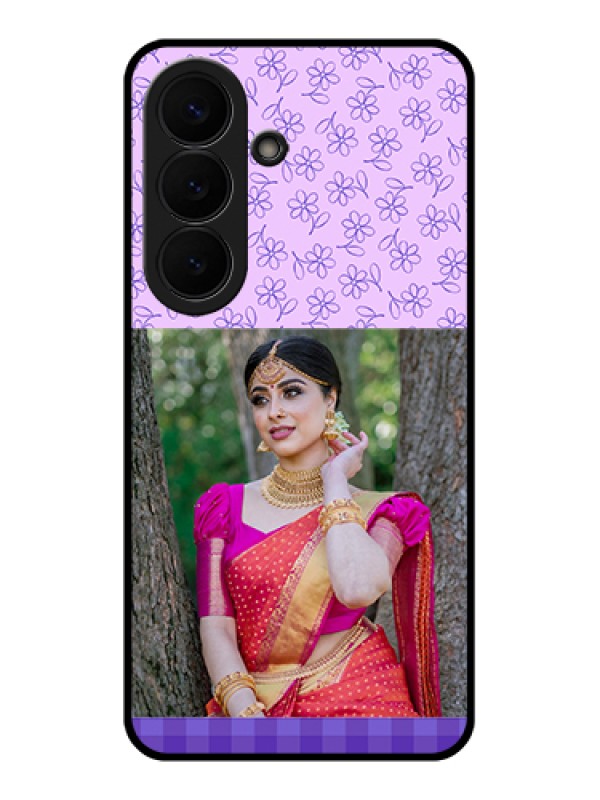 Custom Samsung Galaxy S26 5G Custom Glass Phone Case - Purple Floral Design