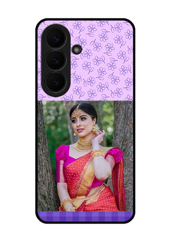 Samsung Galaxy S26 5G Custom Glass Phone Case - Purple Floral Design