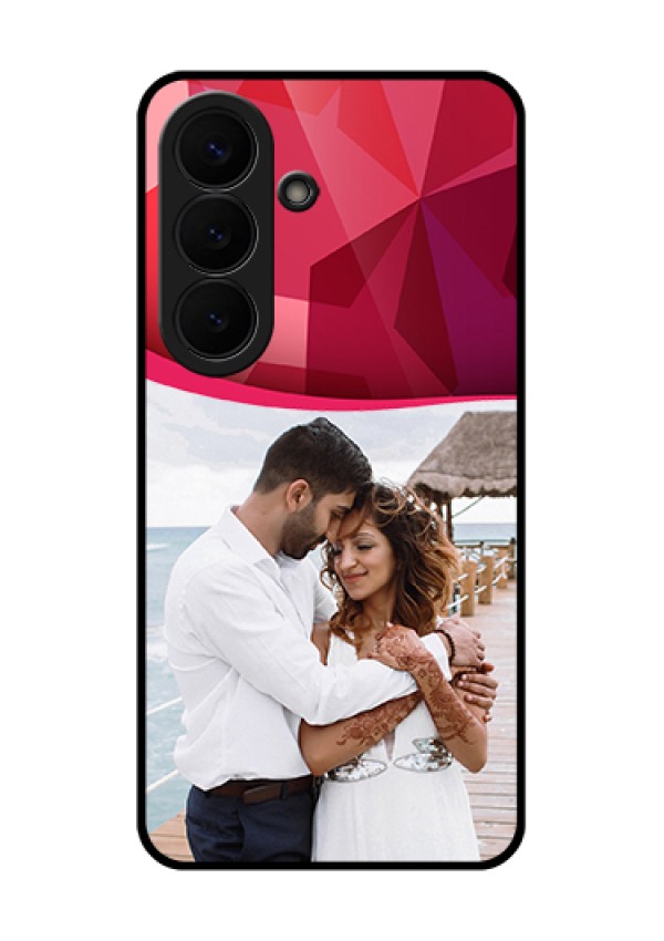 Samsung Galaxy S26 5G Custom Glass Phone Case - Red Abstract Design