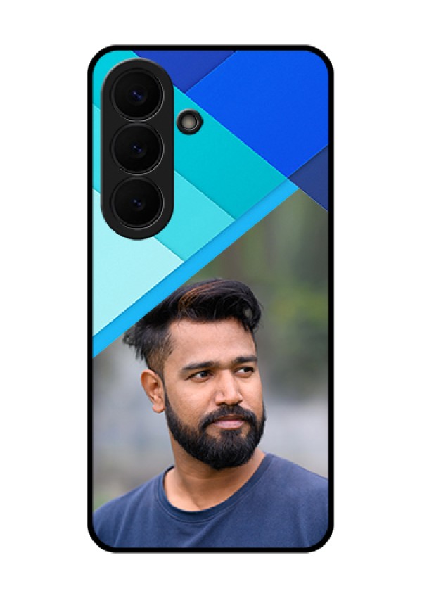 Samsung Galaxy S26 5G Custom Glass Phone Case - Blue Pattern Design