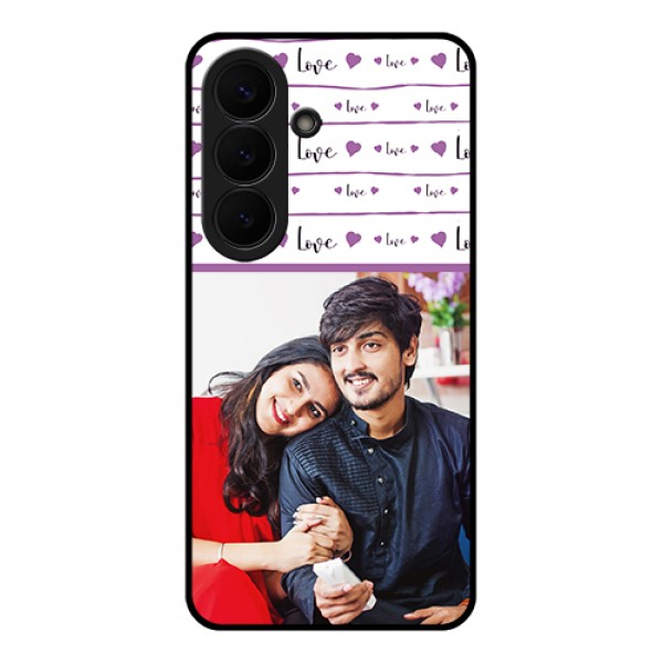 Samsung Galaxy S26 5G Custom Glass Phone Case - Couples Heart Design Samsung Galaxy S26 5G Custom Glass Phone Case - Couples Heart Design