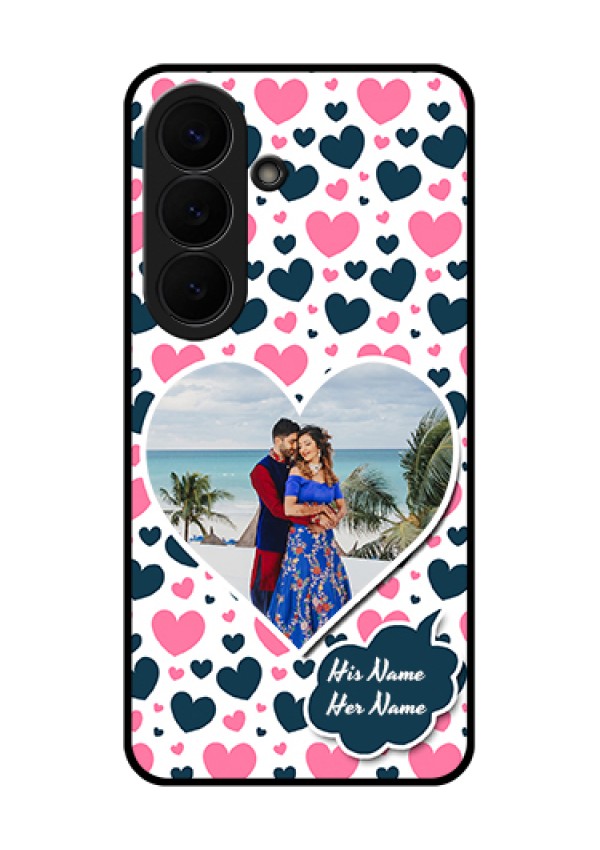 Samsung Galaxy S26 5G Custom Glass Phone Case - Pink & Blue Heart Design
