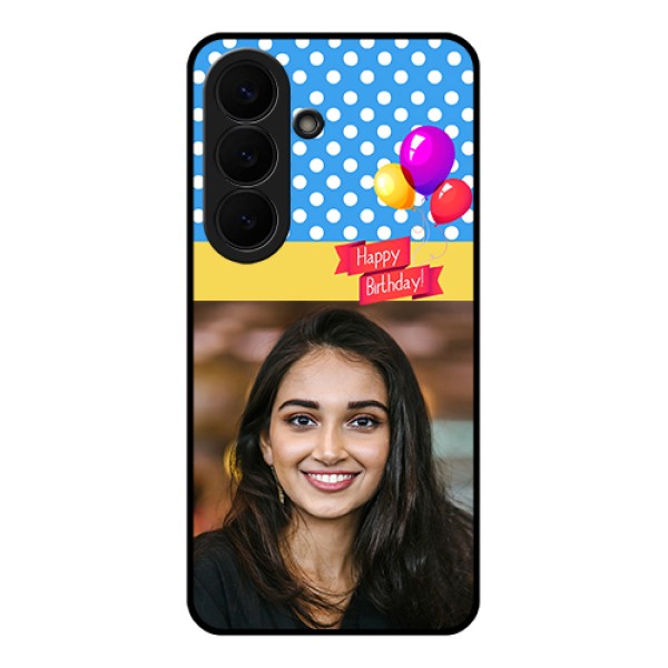 Samsung Galaxy S26 5G Custom Glass Phone Case - Happy Birthday Design Samsung Galaxy S26 5G Custom Glass Phone Case - Happy Birthday Design