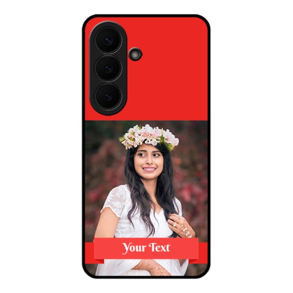 Samsung Galaxy S26 5G Custom Glass Phone Case - Simple Red Color Design Samsung Galaxy S26 5G Custom Glass Phone Case - Simple Red Color Design