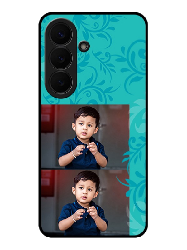 Custom Samsung Galaxy S26 5G Custom Glass Phone Case - With Photo And Green Floral Design