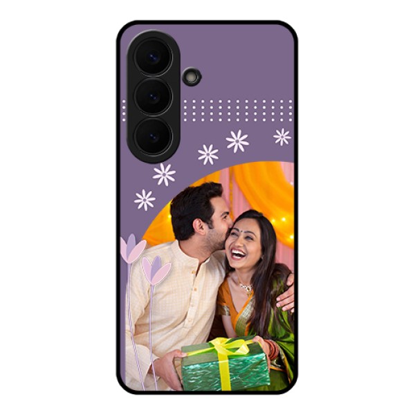 Samsung Galaxy S26 5G Custom Glass Phone Case - Lavender Flowers Design Samsung Galaxy S26 5G Custom Glass Phone Case - Lavender Flowers Design