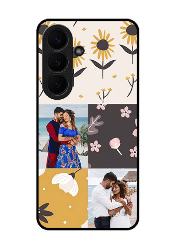 Samsung Galaxy S26 5G Custom Glass Phone Case - 3 Images With Floral Design