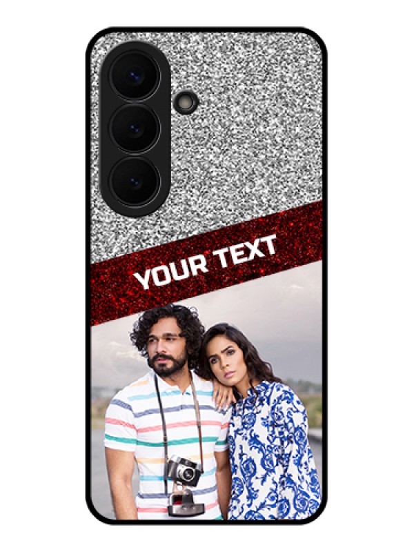 Custom Samsung Galaxy S26 5G Custom Glass Phone Case - Image Holder With Glitter Strip Design