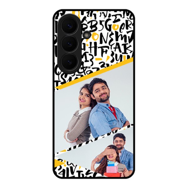 Samsung Galaxy S26 5G Custom Glass Phone Case - Letters Pattern Design Samsung Galaxy S26 5G Custom Glass Phone Case - Letters Pattern Design