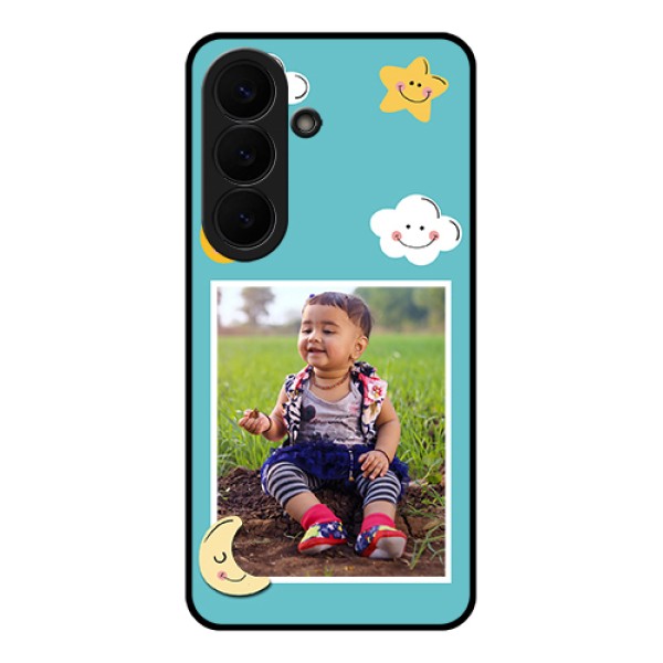 Samsung Galaxy S26 5G Custom Glass Phone Case - Smiley Kids Stars Design Samsung Galaxy S26 5G Custom Glass Phone Case - Smiley Kids Stars Design