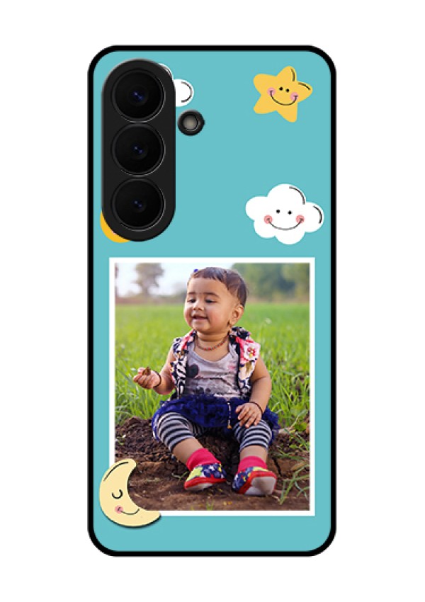 Samsung Galaxy S26 5G Custom Glass Phone Case - Smiley Kids Stars Design