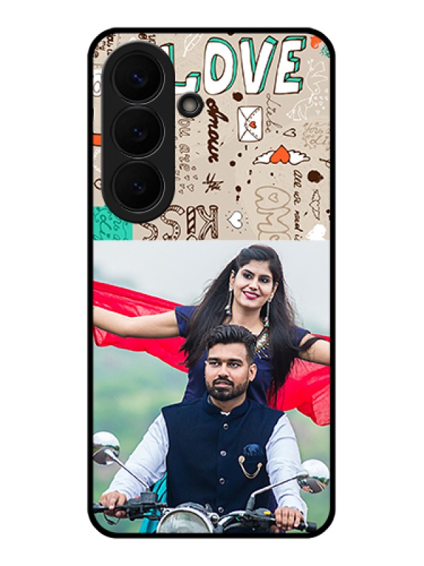 Custom Samsung Galaxy S26 5G Custom Glass Phone Case - Love Doodle Pattern