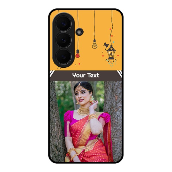 Samsung Galaxy S26 5G Custom Glass Phone Case - With Family Picture And Icons Samsung Galaxy S26 5G Custom Glass Phone Case - With Family Picture And Icons
