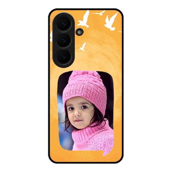 Samsung Galaxy S26 5G Custom Glass Phone Case - Water Color Design With Bird Icons Samsung Galaxy S26 5G Custom Glass Phone Case - Water Color Design With Bird Icons