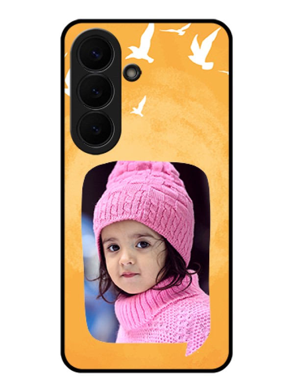 Custom Samsung Galaxy S26 5G Custom Glass Phone Case - Water Color Design With Bird Icons