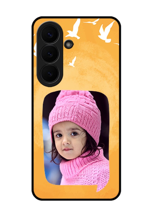 Samsung Galaxy S26 5G Custom Glass Phone Case - Water Color Design With Bird Icons