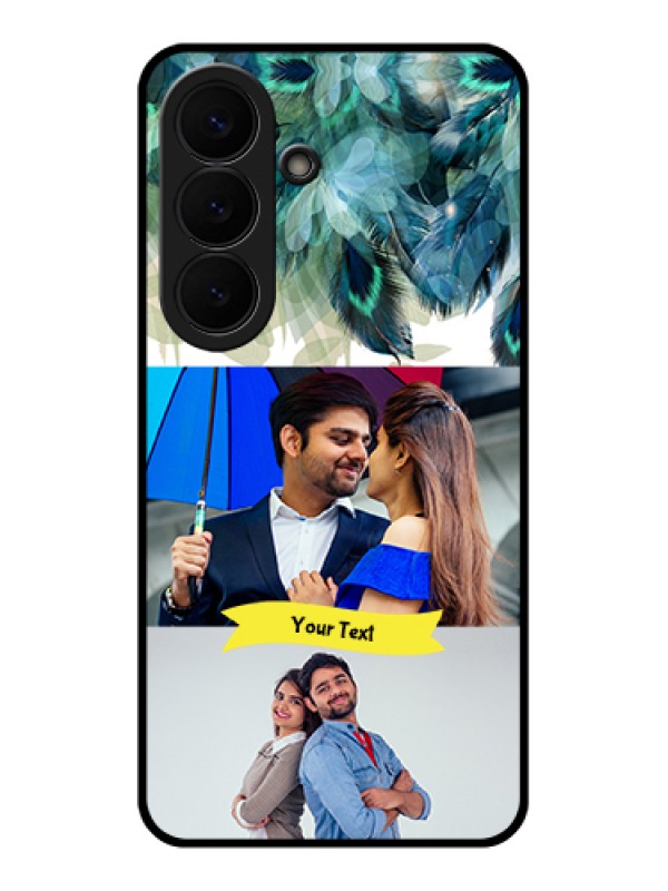 Custom Samsung Galaxy S26 5G Custom Glass Phone Case - Image With Boho Peacock Feather Design
