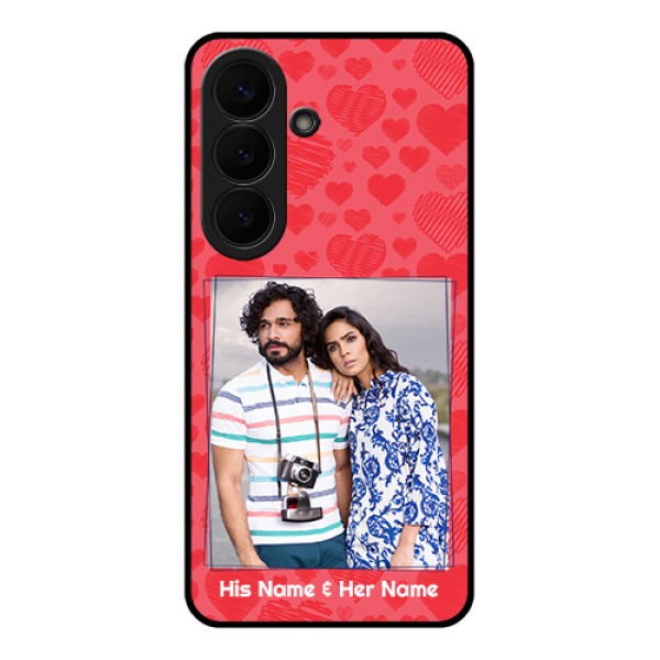 Samsung Galaxy S26 5G Custom Glass Phone Case - With Red Heart Symbols Design Samsung Galaxy S26 5G Custom Glass Phone Case - With Red Heart Symbols Design