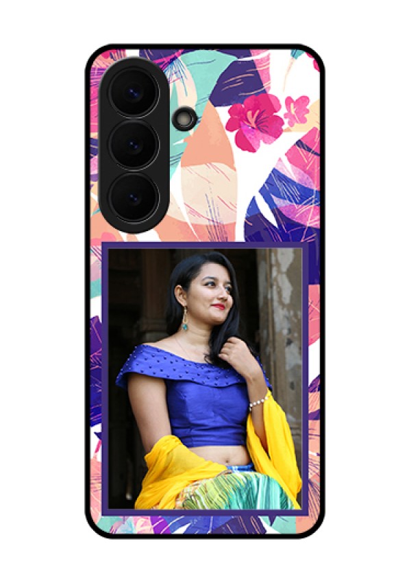 Samsung Galaxy S26 5G Custom Glass Phone Case - Abstract Floral Design