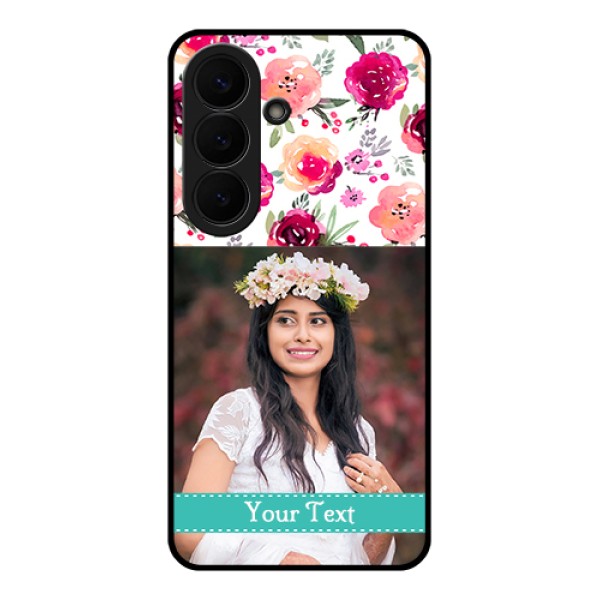 Samsung Galaxy S26 5G Custom Glass Phone Case - Water Colors Floral Design Samsung Galaxy S26 5G Custom Glass Phone Case - Water Colors Floral Design