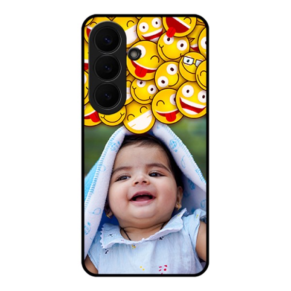 Samsung Galaxy S26 5G Custom Glass Phone Case - With Smiley Emoji Design Samsung Galaxy S26 5G Custom Glass Phone Case - With Smiley Emoji Design