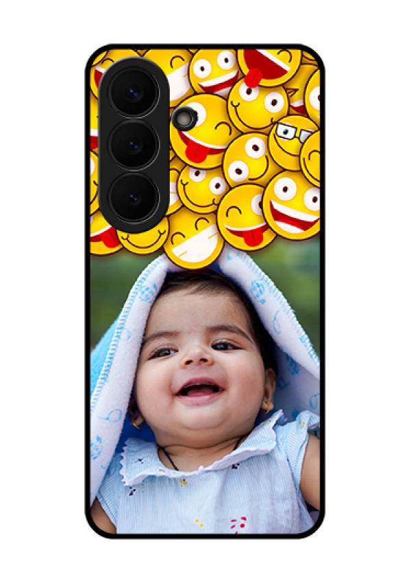 Samsung Galaxy S26 5G Custom Glass Phone Case - With Smiley Emoji Design