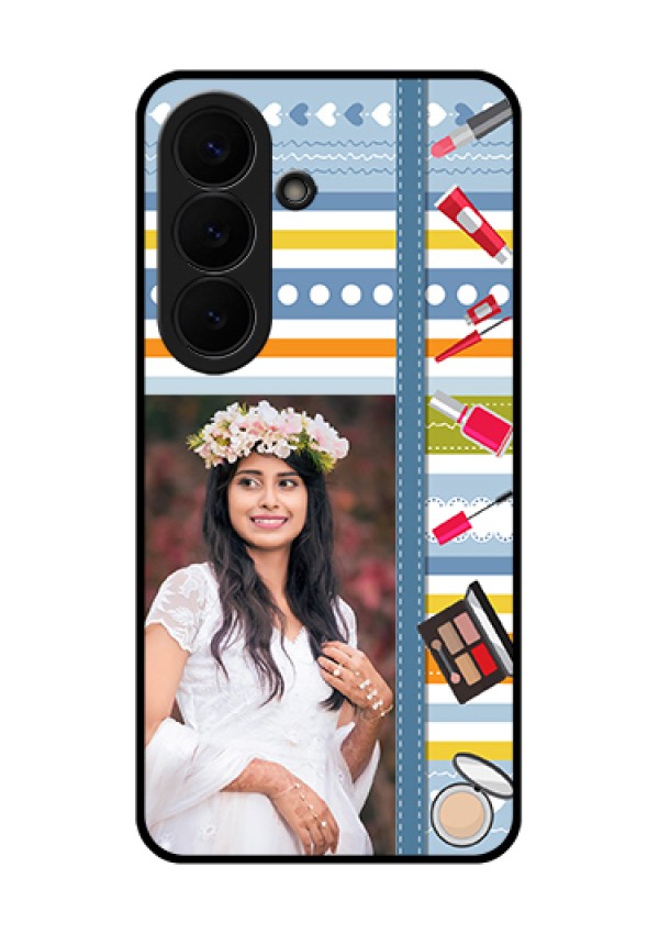 Samsung Galaxy S26 5G Custom Glass Phone Case - Makeup Icons Design