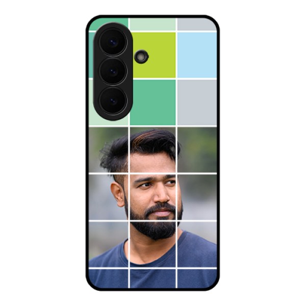 Samsung Galaxy S26 5G Custom Glass Phone Case - With White Box Pattern Samsung Galaxy S26 5G Custom Glass Phone Case - With White Box Pattern
