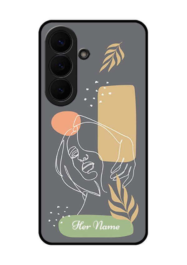 Samsung Galaxy S26 5G Custom Glass Phone Case - Gazing Woman Line Art Design