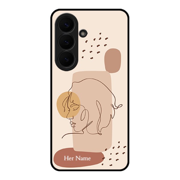 Samsung Galaxy S26 5G Custom Glass Phone Case - Calm Woman Line Art Design Samsung Galaxy S26 5G Custom Glass Phone Case - Calm Woman Line Art Design