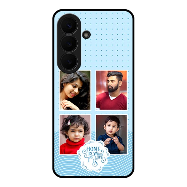 Samsung Galaxy S26 5G Custom Glass Phone Case - Cute Love Quote With 4 Pic Upload Design Samsung Galaxy S26 5G Custom Glass Phone Case - Cute Love Quote With 4 Pic Upload Design