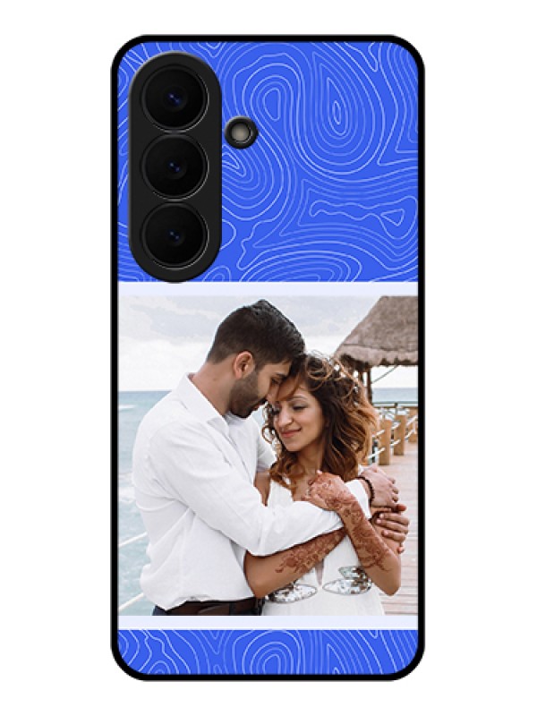 Custom Samsung Galaxy S26 5G Custom Glass Phone Case - Curved Line Art With Blue And White Design